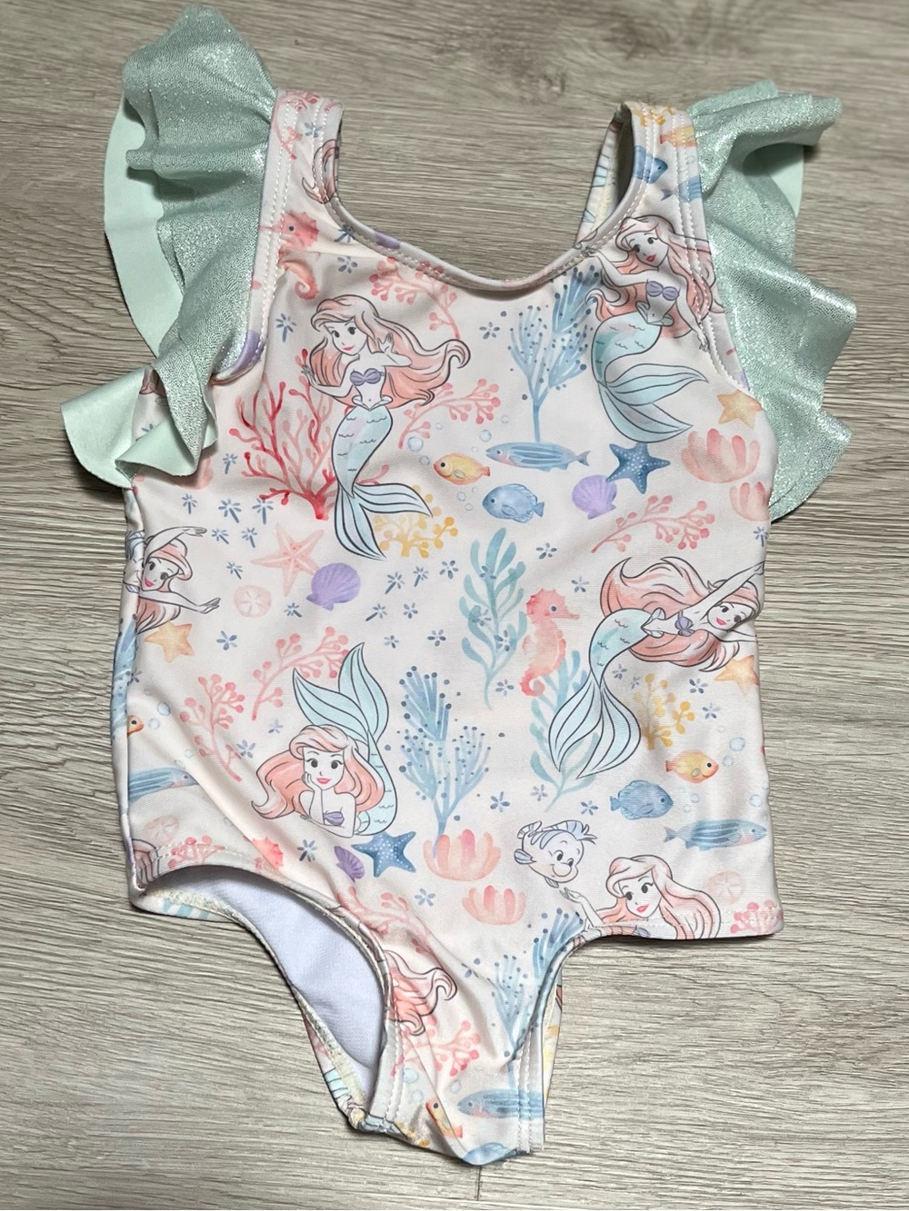 Disney Princess Little Mermaid 12 month Swimsuit in Pink and Mint Green